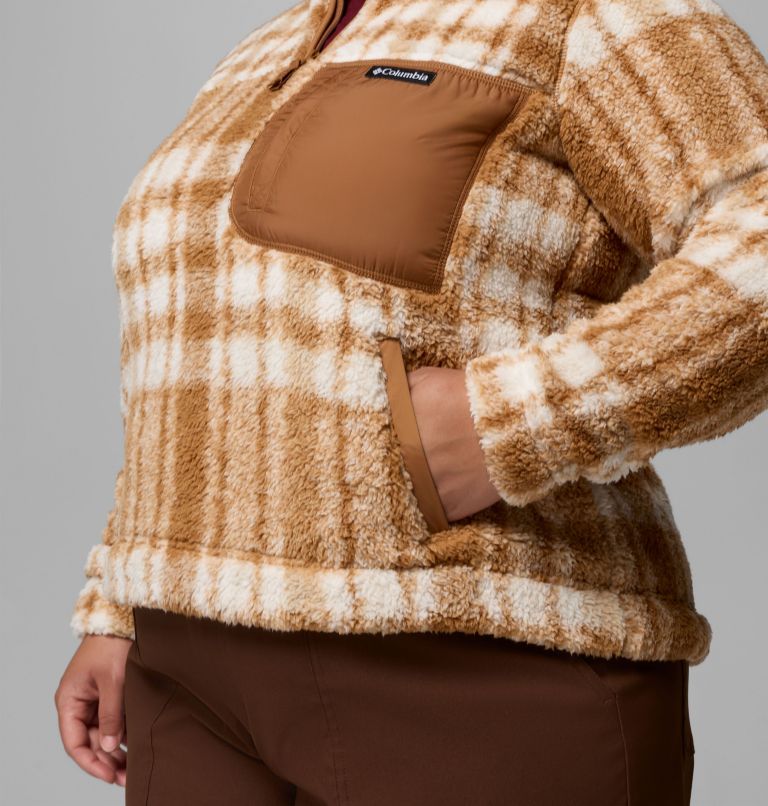 Women's West Bend Quarter Zip II Fleece Pullover - Plus Size, Color: Camel Brown Herringplaid, image 6