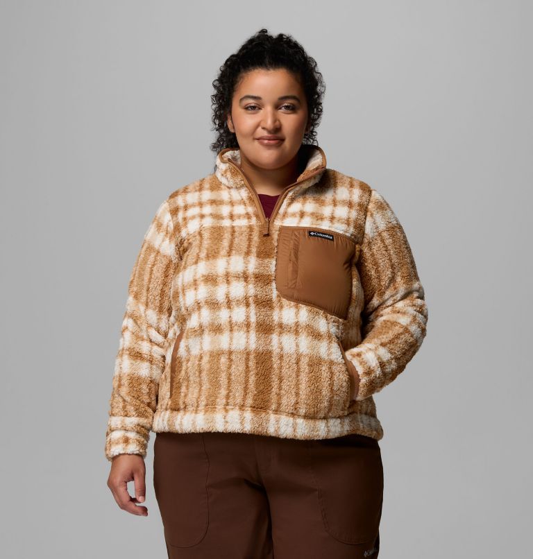 Women's West Bend Quarter Zip II Fleece Pullover - Plus Size, Color: Camel Brown Herringplaid, image 1