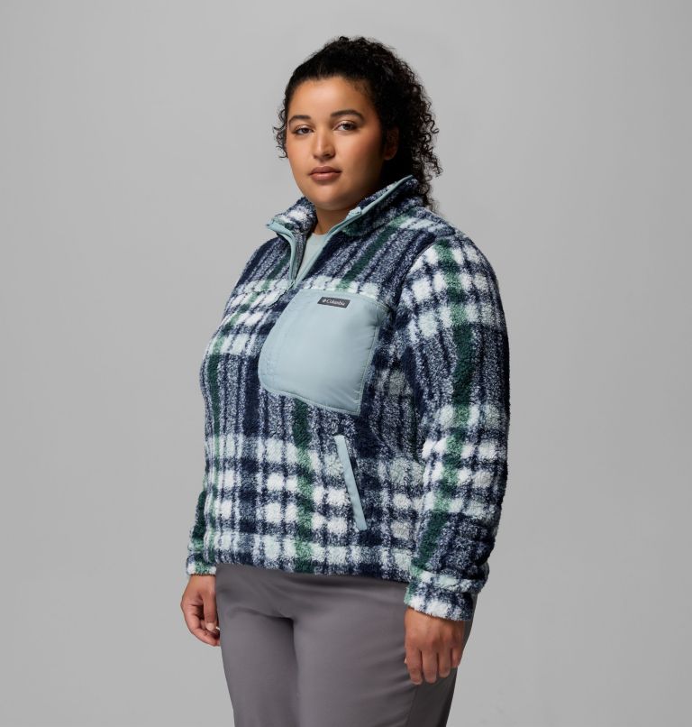 Women's West Bend Quarter Zip II Fleece Pullover - Plus Size, Color: Crushed Blue Herringplaid, image 4