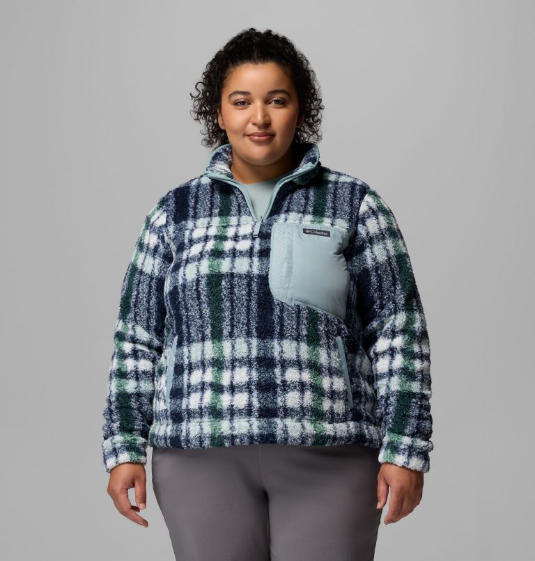 Women's West Bend Quarter Zip II Fleece Pullover - Plus Size, Color: Crushed Blue Herringplaid, image 1