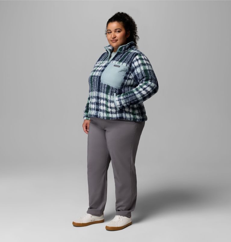 Women's West Bend Quarter Zip II Fleece Pullover - Plus Size, Color: Crushed Blue Herringplaid, image 2