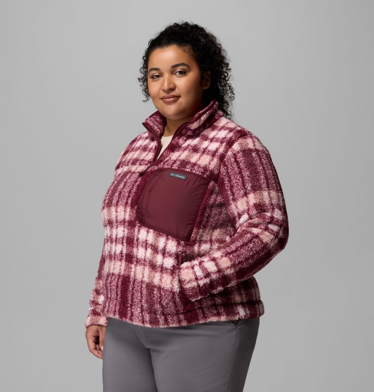 Women's West Bend Quarter Zip II Fleece Pullover - Plus Size, Color: Rich Wine Herringplaid, image 4