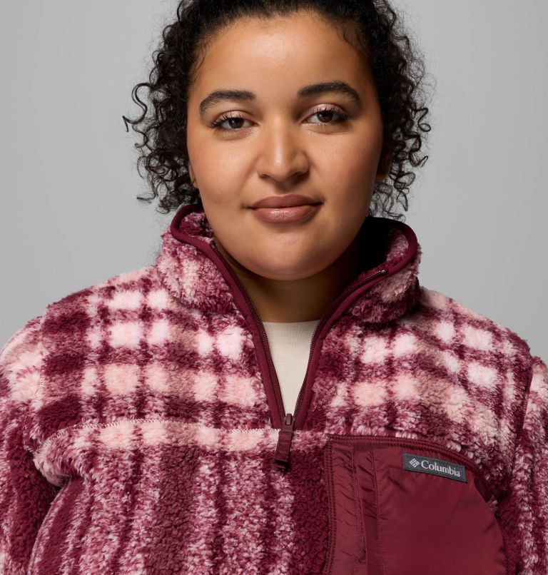 Women's West Bend Quarter Zip II Fleece Pullover - Plus Size, Color: Rich Wine Herringplaid, image 5