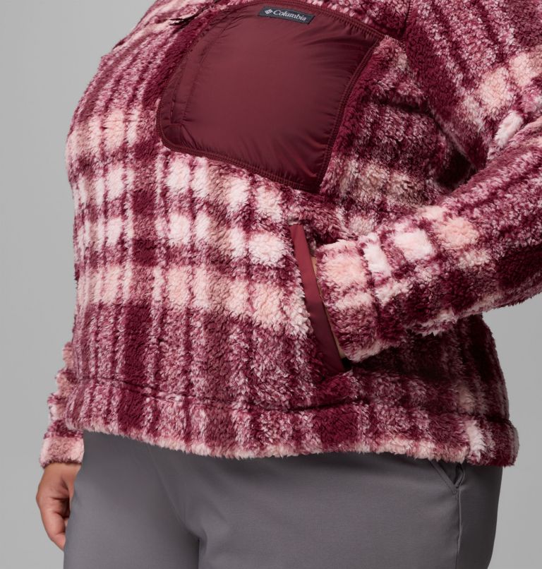 Women's West Bend Quarter Zip II Fleece Pullover - Plus Size, Color: Rich Wine Herringplaid, image 6
