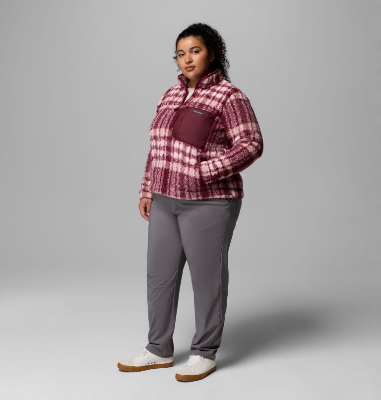 Women's West Bend Quarter Zip II Fleece Pullover - Plus Size, Color: Rich Wine Herringplaid, image 2