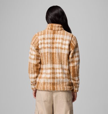 Forro polar sherpa con media cremallera West Bend II para mujer, Color: Camel Brown Herringplaid, image 7