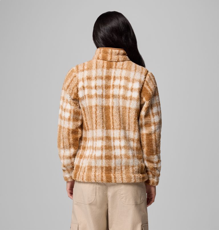Women's West Bend II Sherpa Half Zip Fleece, Color: Camel Brown Herringplaid, image 3