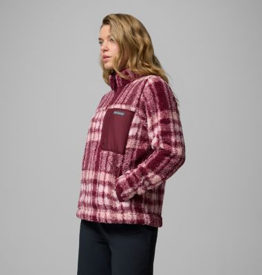 Forro polar sherpa con media cremallera West Bend II para mujer, Color: Rich Wine Herringplaid, image 4