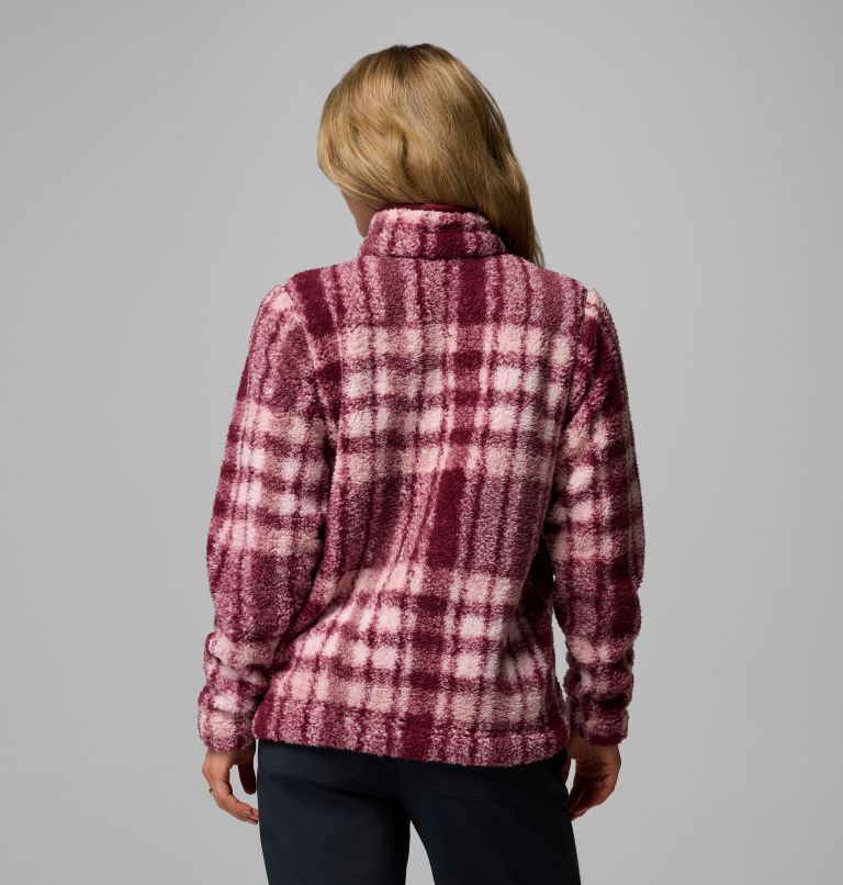 Women's West Bend II Sherpa Half Zip Fleece, Color: Rich Wine Herringplaid, image 3