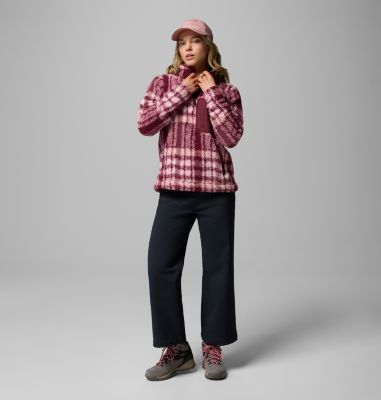 Women's West Bend II Sherpa Half Zip Fleece, Color: Rich Wine Herringplaid, image 4
