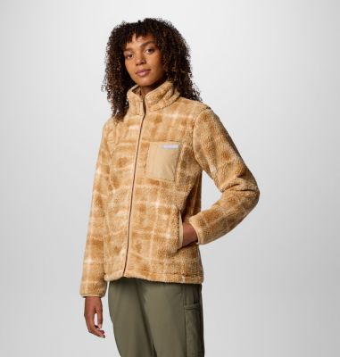 Chaqueta sherpa con estampado West Bend II para mujer, Color: Camel Brown Omblur, image 4