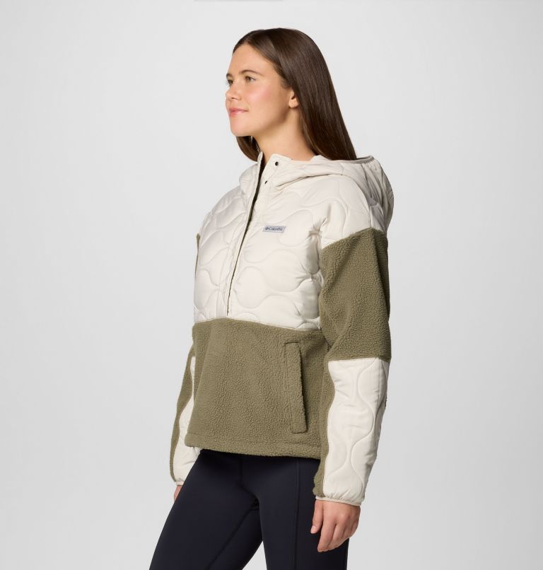 Women's Cloud Point Hooded Hybrid Fleece, Color: Dark Stone, Stone Green, image 4