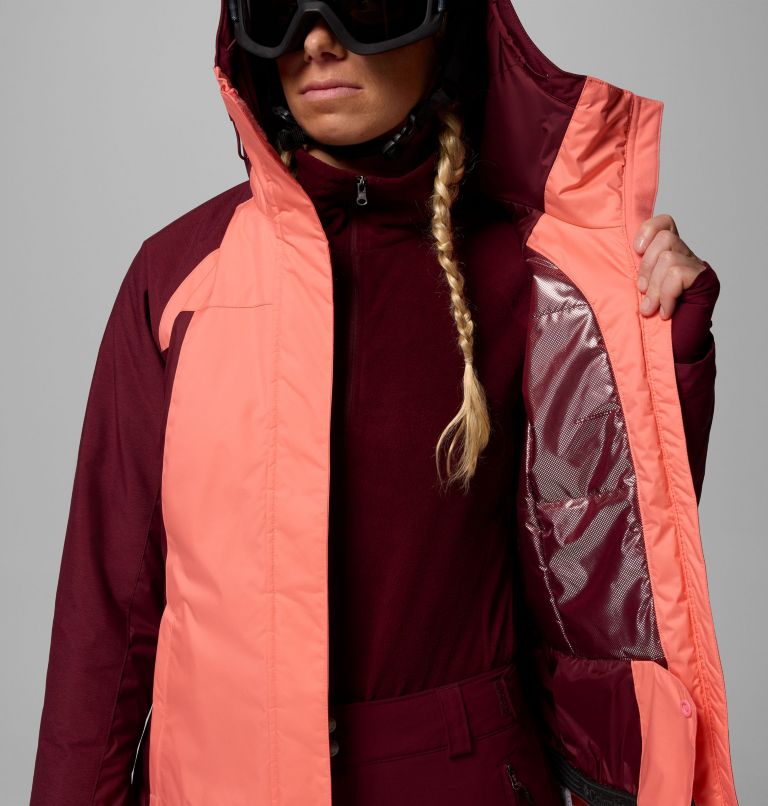 Women's Snowy Summit Insulated Jacket, Color: Alpenglow, Rich Wine Cross Dye, image 13