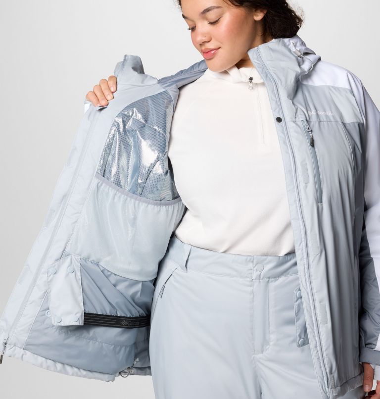 Women's Snowy Summit Insulated Jacket - Plus Size, Color: Cirrus Grey, Tradewinds Grey, White Dbby, image 9