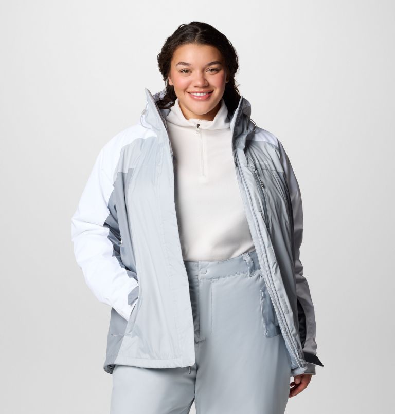 Women's Snowy Summit Insulated Jacket - Plus Size, Color: Cirrus Grey, Tradewinds Grey, White Dbby, image 10