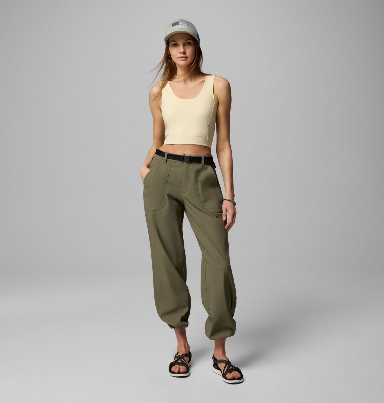 Women's Brea Falls Nylon Pants, Color: Stone Green, image 2