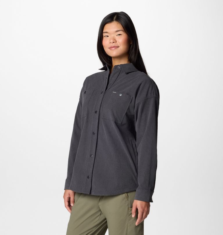 Women's Blue Point Creek Corduroy Shirt Jacket, Color: Shark, image 4