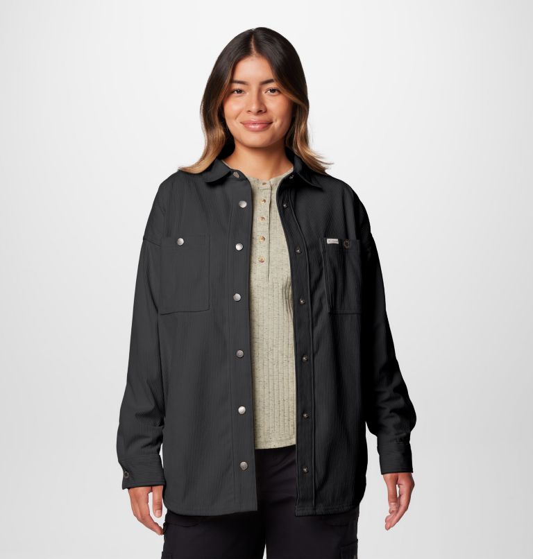 Women's Blue Point Creek Corduroy Shirt Jacket, Color: Shark, image 6