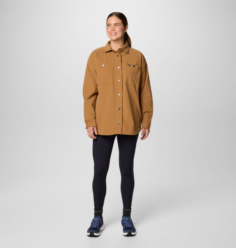 Women's Blue Point Creek Corduroy Shirt Jacket, Color: Camel Brown, image 3