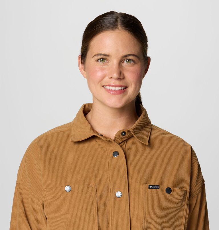 Women's Blue Point Creek Corduroy Shirt Jacket, Color: Camel Brown, image 5
