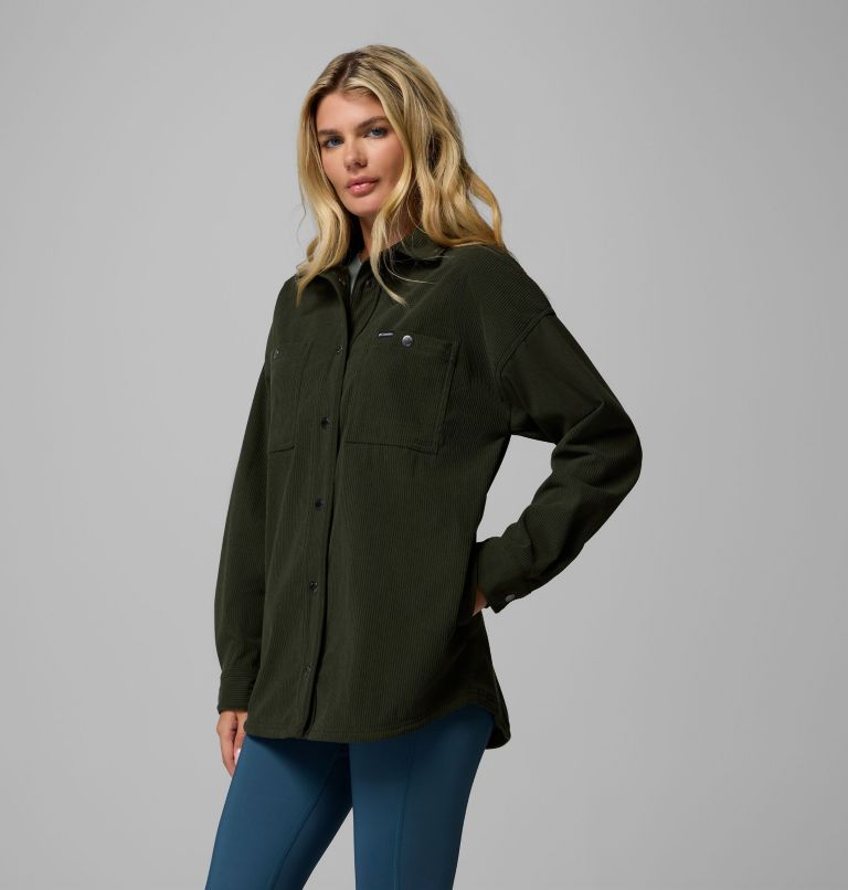 Women's Blue Point Creek Corduroy Shirt Jacket, Color: Greenscape, image 4