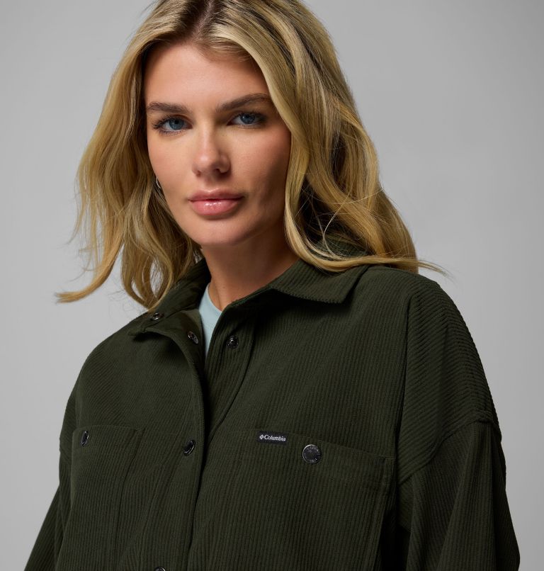 Women's Blue Point Creek Corduroy Shirt Jacket, Color: Greenscape, image 5