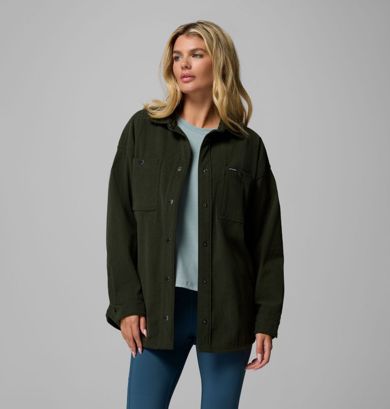 Women's Blue Point Creek Corduroy Shirt Jacket, Color: Greenscape, image 6