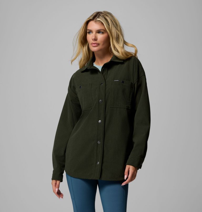 Women's Blue Point Creek Corduroy Shirt Jacket, Color: Greenscape, image 7