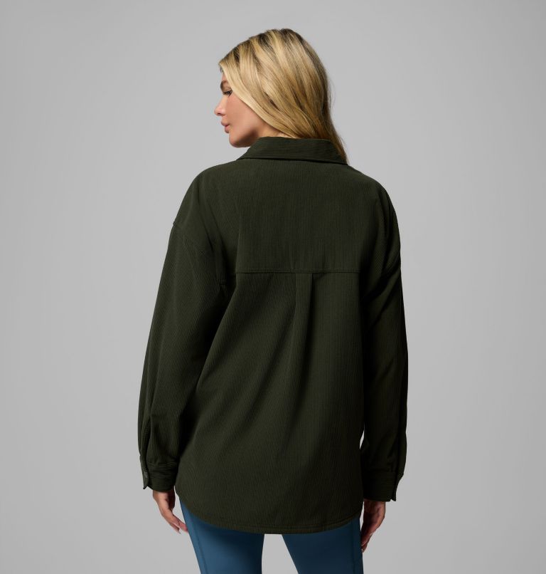 Women's Blue Point Creek Corduroy Shirt Jacket, Color: Greenscape, image 3