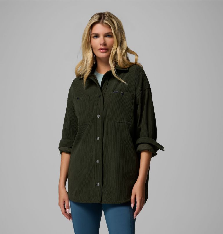 Women's Blue Point Creek Corduroy Shirt Jacket, Color: Greenscape, image 1