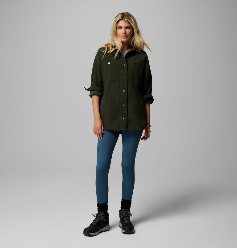 Women's Blue Point Creek Corduroy Shirt Jacket, Color: Greenscape, image 2