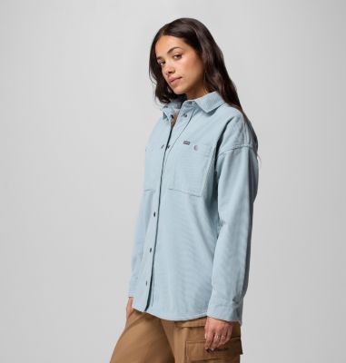 Women's Blue Point Creek Corduroy Shirt Jacket, Color: Crushed Blue, image 4