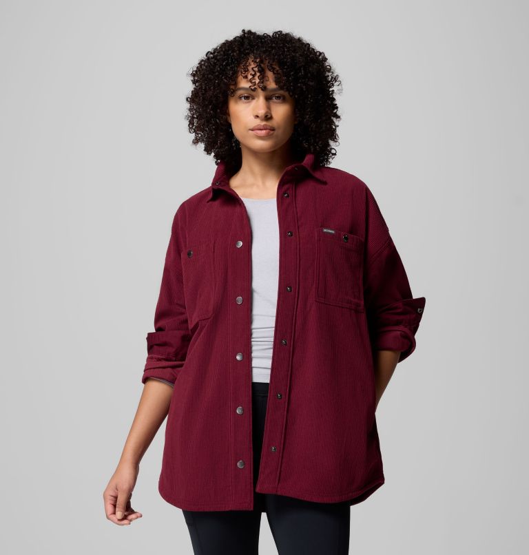 Women's Blue Point Creek Corduroy Shirt Jacket, Color: Rich Wine, image 5