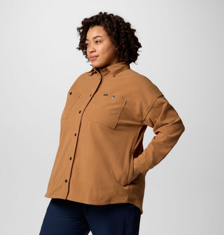 Women's Blue Point Creek Corduroy Shirt Jacket - Plus, Color: Camel Brown, image 3