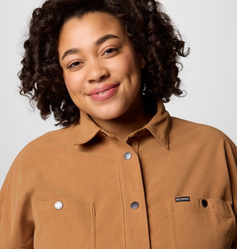 Women's Blue Point Creek Corduroy Shirt Jacket - Plus, Color: Camel Brown, image 4