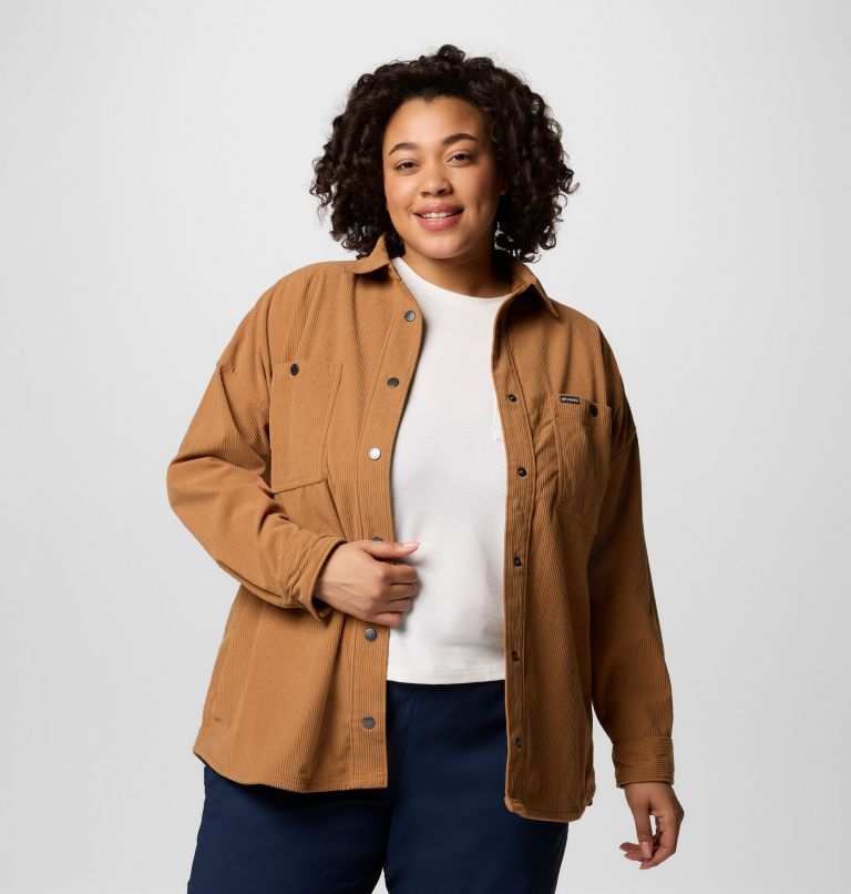 Women's Blue Point Creek Corduroy Shirt Jacket - Plus, Color: Camel Brown, image 5