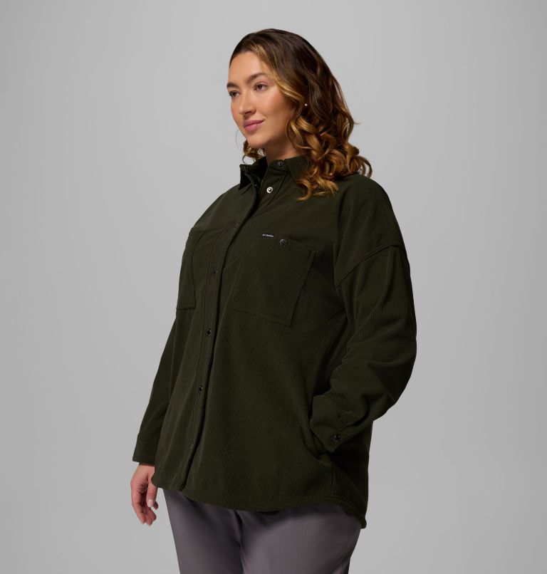 Women's Blue Point Creek Corduroy Shirt Jacket - Plus, Color: Greenscape, image 4
