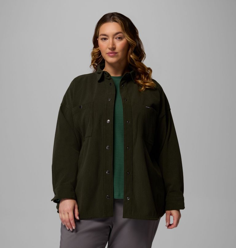 Women's Blue Point Creek Corduroy Shirt Jacket - Plus, Color: Greenscape, image 5