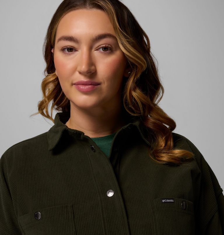 Women's Blue Point Creek Corduroy Shirt Jacket - Plus, Color: Greenscape, image 6