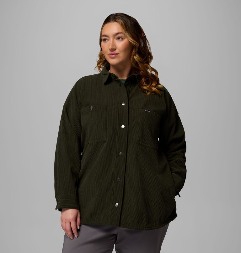 Women's Blue Point Creek Corduroy Shirt Jacket - Plus, Color: Greenscape, image 1