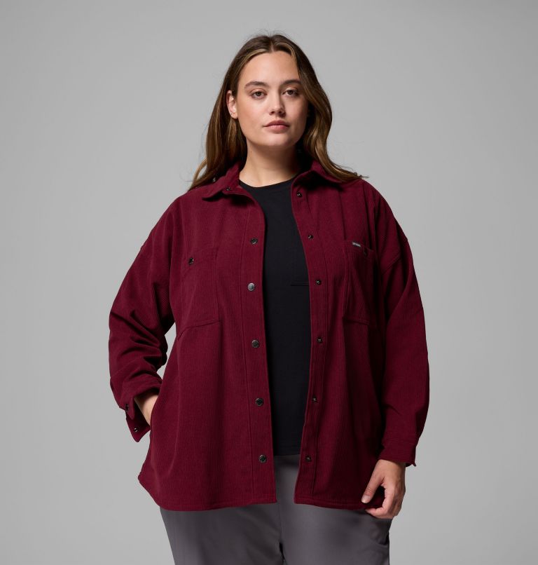 Women's Blue Point Creek Corduroy Shirt Jacket - Plus, Color: Rich Wine, image 5