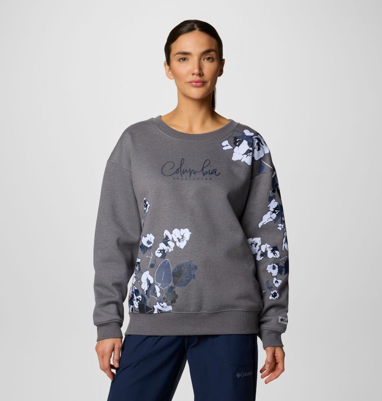 Women's Meridian Creek Crew Shirt, Color: Columbia Grey Heather, Floral Fancy, image 1
