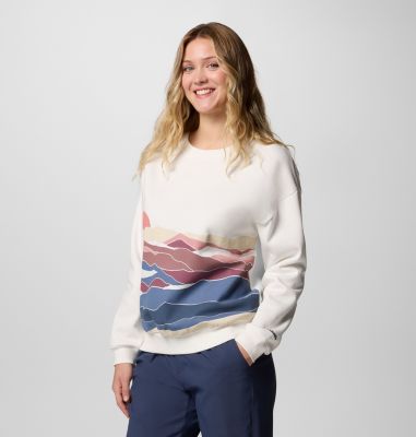 Women's Meridian Creek Sweatshirt, Color: Sea Salt, Foggy Hillscape, image 3