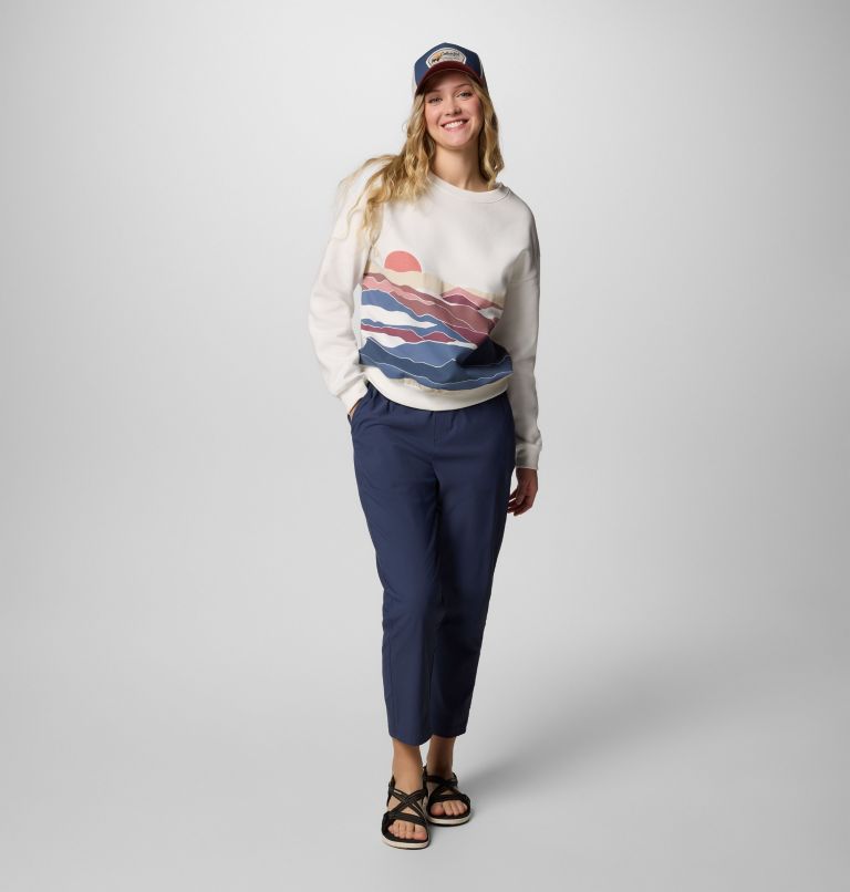 Women's Meridian Creek Sweatshirt, Color: Sea Salt, Foggy Hillscape, image 6
