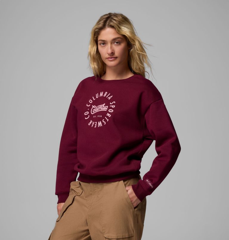 Women's Meridian Creek Crew Shirt, Color: Rich Wine, Eraser Pink Columbia All Arou, image 4