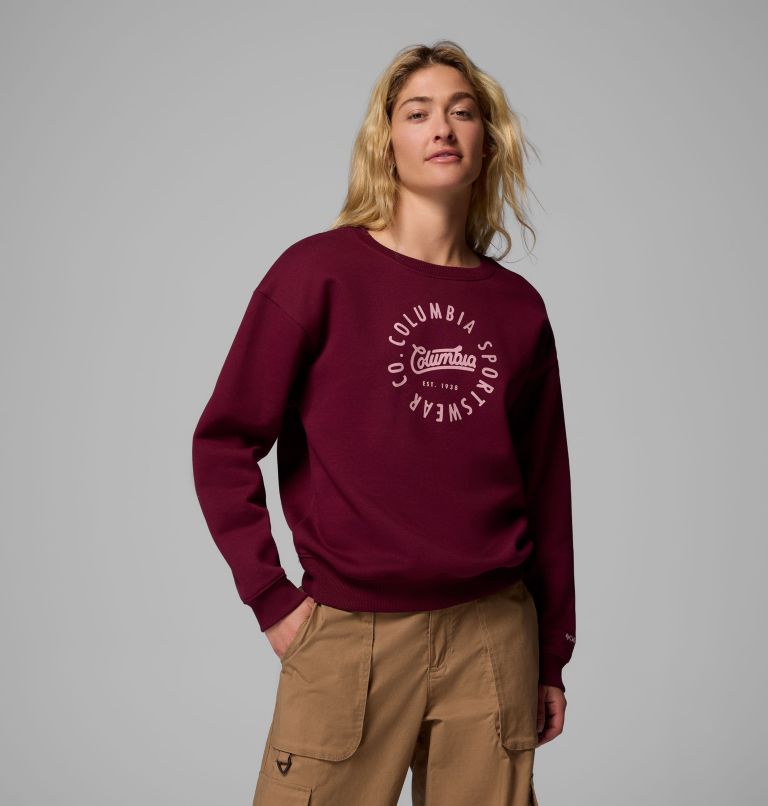 Women's Meridian Creek Crew Shirt, Color: Rich Wine, Eraser Pink Columbia All Arou, image 1