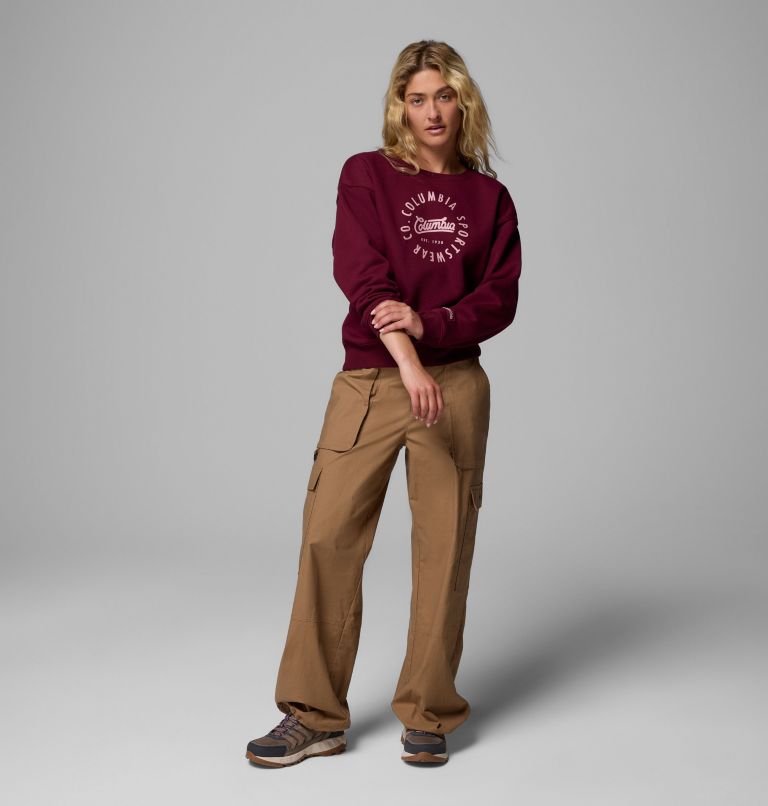 Women's Meridian Creek Crew Shirt, Color: Rich Wine, Eraser Pink Columbia All Arou, image 2