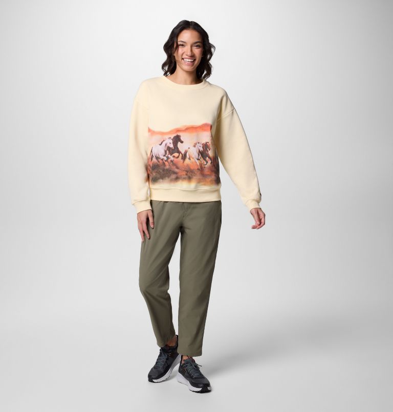 Women's Meridian Creek Crew Shirt, Color: Lemon Wash, Wildly Free, image 6