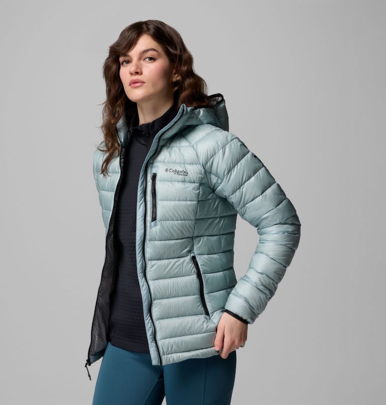 Women's Arctic Crest Down Hooded Jacket, Color: Crushed Blue, image 5