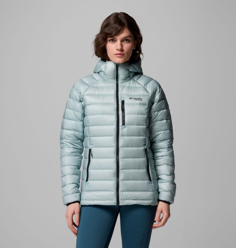 Women's Arctic Crest Down Hooded Jacket, Color: Crushed Blue, image 1
